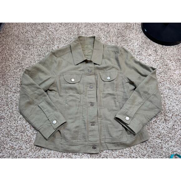 J. Jill Women's blazer, tan, Linen Blend size Medium, lightweight jacket - Picture 8 of 10